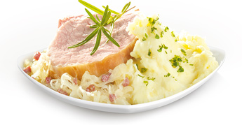 Mageres Kasseler mit Sauerkraut und Kartoffelpüree